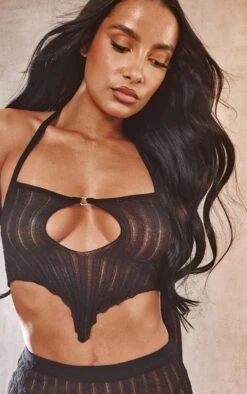 Crop Top En Maille Tricot Transparente Noire à Manches -Logic || Zero Soldes Magasin 067863f9a1a17b3389de2560c9c5c1a5ed541100 cnc3284 4