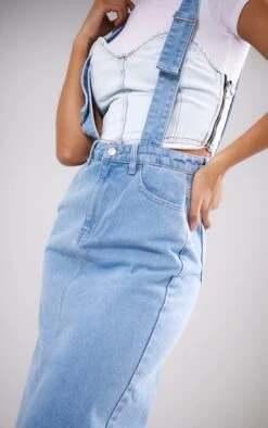 Jupe Mi-longue En Jean Bleu Clair Délavé à Bretelles -Logic || Zero Soldes Magasin 0997f3f940c97da8c871c646ac2b03433636d9ec cnc9791 4