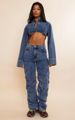 Jean Droit Vintage Délavé Froncé