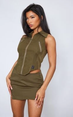 Chemise Sans Manches Tissée Kaki Style Cargo à Zip -Logic || Zero Soldes Magasin 0cbb18b8b17eda649bdcd2b963f5b3e5513313be CND1570 4