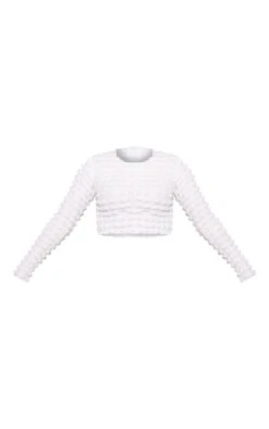 Crop Top Crème En Maille Bulle Texturée à Col Montant Et Manches Longues -Logic || Zero Soldes Magasin 0d213d5538914b94e990758082c5e78b83246118 cnd6219 5