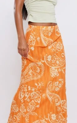 Logic Jupe Longue Plissée Imprimé Fleuri Flouté Orange -Logic || Zero Soldes Magasin 0f5473de2ca9f09964de44d4161d45115af4275d cne8296 4