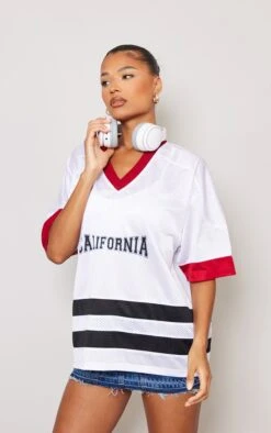 T-shirt En Mesh Blanc Imprimé "California" à Manches Courtes -Logic || Zero Soldes Magasin 1185ccb66e4e7e018b3fe567d6e0847dfaa34e3b cne2042 3