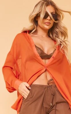Chemise Texturée Rouille à Boutons Dans Le Dos -Logic || Zero Soldes Magasin 14b7dd61148685e68adcdc5c080268faae99b8fb cne3247 4