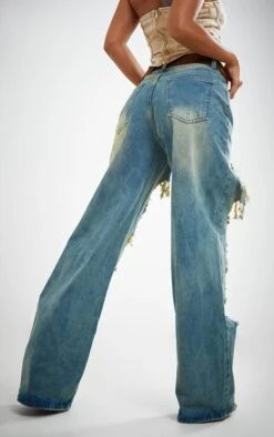 Jean Droit Très Déchiré Sur L'avant Délavage Indigo Vintage -Logic || Zero Soldes Magasin 15d19b5439da31666da9e6accfbe907f30585196 cnc5726 3