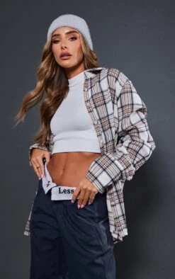 Chemise à Carreaux Sable Oversize