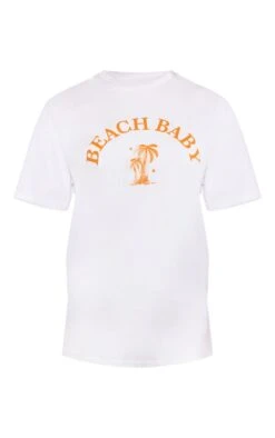T-shirt Blanc à Slogan "Beach Baby" -Logic || Zero Soldes Magasin 1bf89ed93438b7441db227e88841013f7b32bfd6 cne3423 5