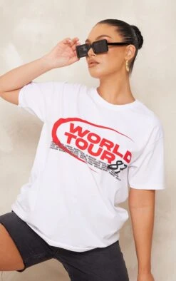T-shirt Blanc Imprimé World Tour 87