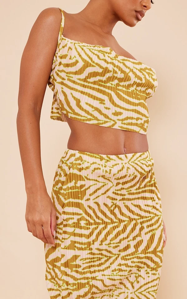 Jupe Longue Plissée Verte Imprimé Zèbre 6 Jupe Longue Plissée Verte Imprimé Zèbre – Image 4