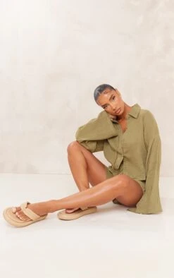 Chemise Oversize Effet Lin Kaki à Boutons -Logic || Zero Soldes Magasin 1eee3f77e7f17393654dac9e23d490f2037aeb81 cnd9458 3