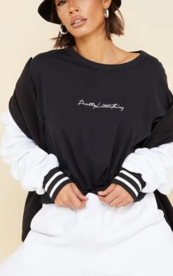 PRETTYLITTLETHING T-shirt Oversize En Coton Biologique Noir à Manches Longues -Logic || Zero Soldes Magasin 1f41131d2c786877d76e54ac5ecdb3c90b829c6f cms8166 4