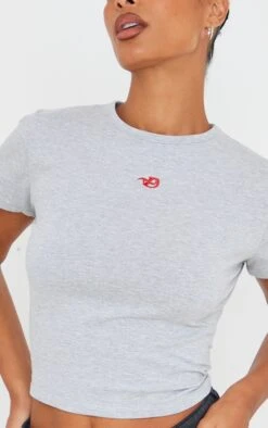PRETTYLITTLETHING T-shirt Ajusté En Coton Gris Cendré à Manches Courtes Et Slogan Brodé -Logic || Zero Soldes Magasin 1fc893f135c9e012c8a4cc69eb357ffe38213532 cne1951 4