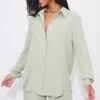 Chemise Oversize Texturée Froncée Vert Sauge Kaki -Logic || Zero Soldes Magasin 218996a01ae08484b587a290ec85893270480945 cmw2220 1