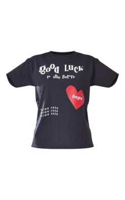Tee-shirt Noir Délavé Imprimé Good Luck Et Coeur -Logic || Zero Soldes Magasin 241f452053577bba4e7f1f7941e3919768601bdc cnd5761 5