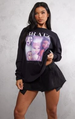 T-shirt Manches Longues à Imprimé Bratz Noir