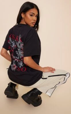 T-shirt Noir Imprimé Osaka