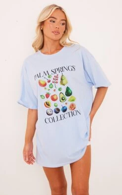 T-shirt Bleu Ciel à Imprimé Palm Springs Fruit -Logic || Zero Soldes Magasin 29b86c575c68fb34c0499d9bdab30c52a8b2fa11 cnf0927 4