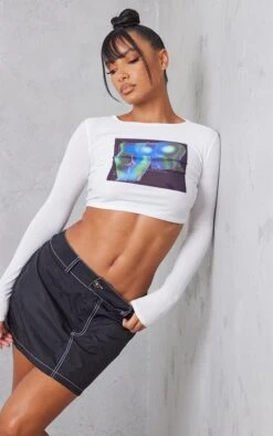 Logic T-shirt Blanc Imprimé Corps à Manches Longues