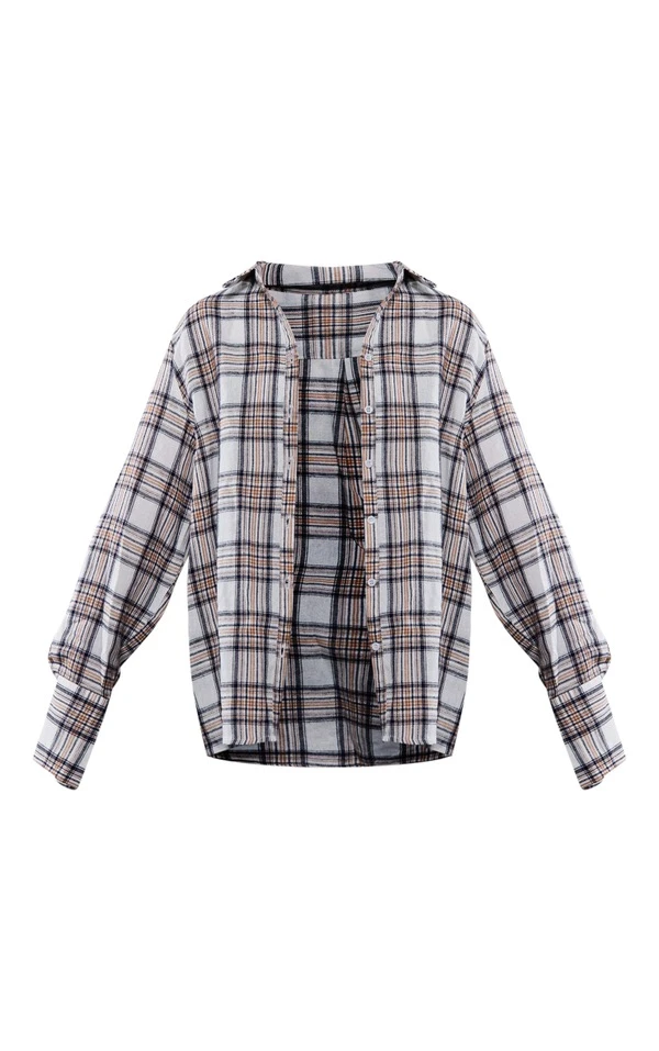 Chemise à Carreaux Sable Oversize 7 Chemise à Carreaux Sable Oversize – Image 5