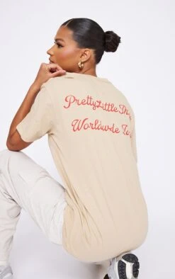 PRETTYLITTLETHING T-shirt Gris Pierre à Slogan "Worldwide Tour" Imprimé
