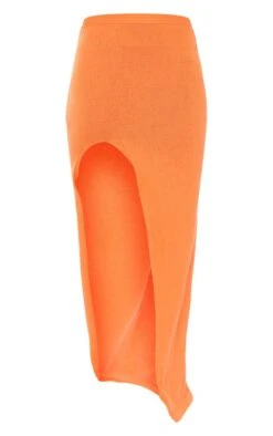 Jupe Longue En Maille Tricot Orange Très Fendue -Logic || Zero Soldes Magasin 407b33c9e0622ef7750ce56647ee21703528123d cne6281 5