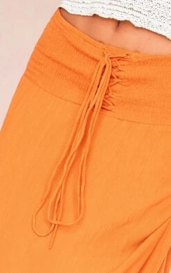 Jupe Longue Fluide En étamine Rouille à Taille Nouée Et Froncée -Logic || Zero Soldes Magasin 44593e0324e46cf0510def21f1f09b901875a27c cnd6659 4