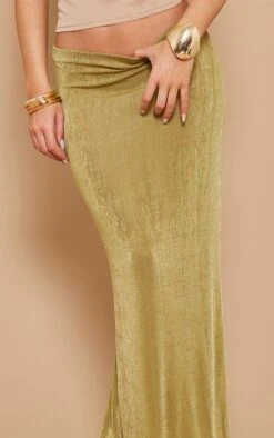 Jupe Moulante Longue Basique En Acétate Vert Olive -Logic || Zero Soldes Magasin 4552f2610e17a7fe33edb77161e81abe3031ef0a cnd9345 4