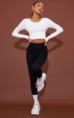 Crop Top Manches Longues Structuré Côtelé Blanc Détail Contours -Logic || Zero Soldes Magasin 46ee8c5dd127161cadb702a6cd84383dab5596bc cmv3169 3