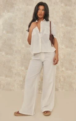 Chemise Oversize En Effet Lin Blanc à Manches Courtes Et Poches -Logic || Zero Soldes Magasin 48b7d876a9e83effaf663d7ef1c0d517fda3bffd cnd3906 3