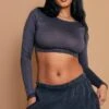 Logic Crop Top Manches Longues Gris Anthracite En Maille Mélangée -Logic || Zero Soldes Magasin 5155f50b1d1f01d0eca044322adcb138427aba4b cnc9191 1
