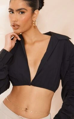 Chemise Courte Noire à Manches Froncées -Logic || Zero Soldes Magasin 562a3cdd9779be962375e9f87cdd80eb2976f192 cne8132 4