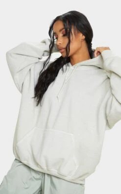 Hoodie Oversize En Sweat Vert Sauge