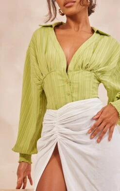 Jupe Longue Effet Lin Blanche Froncée à Fente -Logic || Zero Soldes Magasin 58fec18ed11a3e727dbbf817c47f5560fcf2861c cnd1086 4