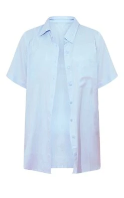 Chemise Oversize Effet Lin Bleu Pâle à Manches Courtes -Logic || Zero Soldes Magasin 5ecf2138c3f96897d32f8f5e985fe200de1e577e cmy1307 5