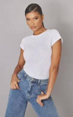 T-shirt Ajusté Basique Gris Chiné En Coton Biologique