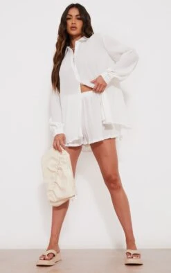 Chemise Oversize Blanche Plissée à Boutons Devant -Logic || Zero Soldes Magasin 60dbe80ef512e5d472bac84d550f774fbee7640a cna0637 3