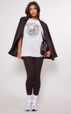 T-shirt Oversize Gris Cendré à Slogan Montana