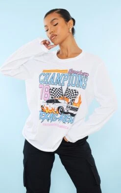 T-shirt Manches Longues Blanc Imprimé Speedway Champions -Logic || Zero Soldes Magasin 63e0a1d0ab084cddcc54698ac5741dac5f6bac56 cnb0370 3