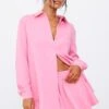 Chemise Manches Longues Rose Bonbon Oversize