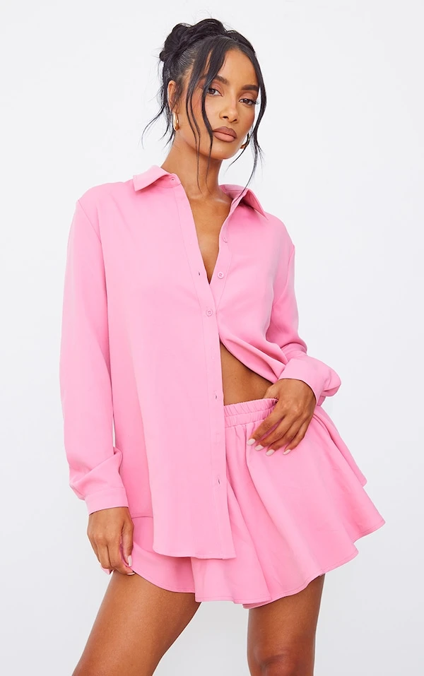 Chemise Manches Longues Rose Bonbon Oversize 3 Chemise Manches Longues Rose Bonbon Oversize
