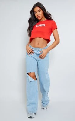 T-shirt Court Rouge Ajusté Imprimé Ohio -Logic || Zero Soldes Magasin 6ba9f9f12247d44041c22000d5c555fe479e603d cne6037 3