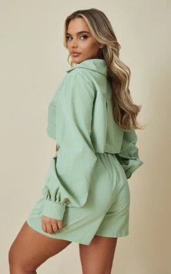 Chemisier Court En Maille Tissée Vert Sauge Clair -Logic || Zero Soldes Magasin 6e62fa4b3cad6a401a9b7d11fc85ba5b890d3506 cnd4606 2