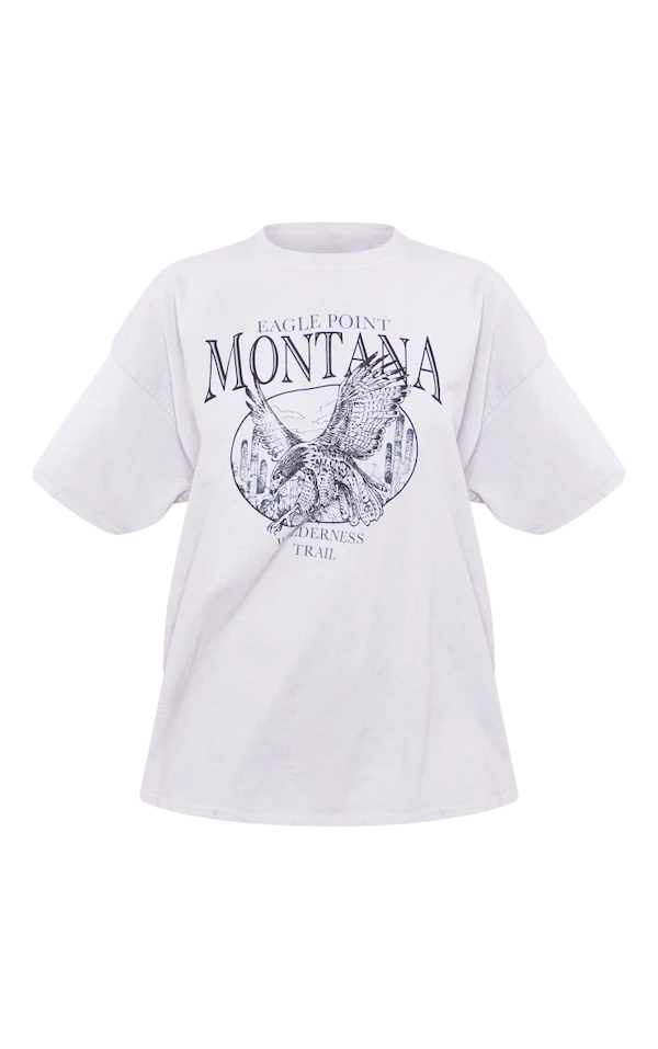 T-shirt Oversize Gris Cendré à Slogan Montana 7 T-shirt Oversize Gris Cendré à Slogan Montana – Image 5
