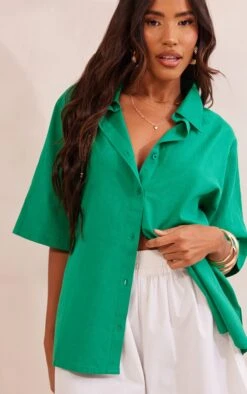 Chemise Oversize En Effet Lin Vert à Manches Courtes -Logic || Zero Soldes Magasin 6ff2c3e9cd777e833d7a6086756bfc23727a62c1 cnd6046 4