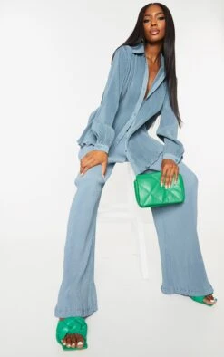 Chemise Oversize Bleu Acier Plissée à Boutons Devant -Logic || Zero Soldes Magasin 7765512d06f35111d5297b777c9e9c54b0c02da5 cmu8612 3