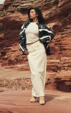 Jupe Longue En Jean écru à Ourlet élimé