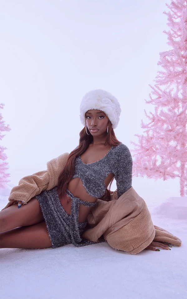 Top Gris étain En Maille Tricot Pailletée à Manches Longues 5 Top Gris étain En Maille Tricot Pailletée à Manches Longues – Image 3