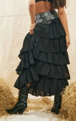 Jupe Longue Noire à étages Très Volantés -Logic || Zero Soldes Magasin 80fb694234cdada9815e8764c7ff9edd9edf4b24 cnd9934 3