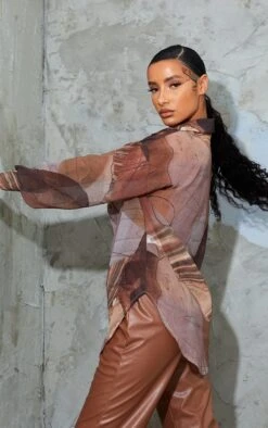 Chemise Oversize En Maille Beige Imprimé Abstrait -Logic || Zero Soldes Magasin 8297a74f50a16b424e6a0c364387ea81b707f193 cmp1677 2