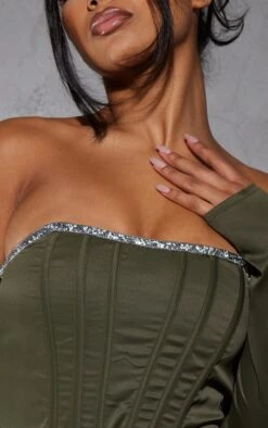 Corset Kaki En Maille à Bordure De Strass Et Manches Longues -Logic || Zero Soldes Magasin 85d501e0fca1436eeb135712c79cc00f017d118f cnb1556 4